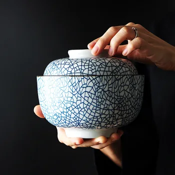

4.5 inch /6.5 inch Ceramic Cover Bowl Under Glazed Color Soup Bowl Japanese Style Ceramic Rice Bowl Stewed Miso Soup Tureen