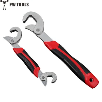 

PW TOOLS 2 pcs/Set Universal Hook Shape Adjustable Pipe Wrench Multifunction Labor-saving Quick Snap Forged All-purpose Spanner