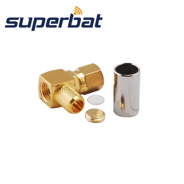 Superbat 10 шт. SMC обжимной разъем штекер угловой разъем для коаксиального кабеля RG58, RG400, RG142, LMR195 Бесплатная доставка