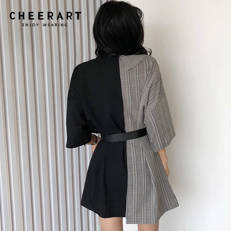 Cheerart уличная одежда комбинированное платье футболка женское летнее модное на