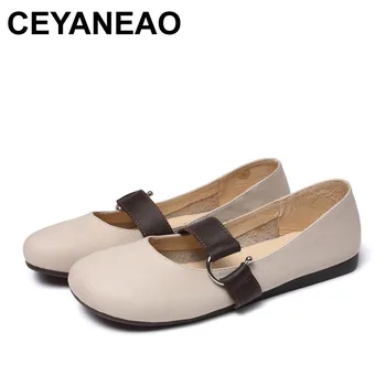 

CEYANEAO 2018 New Women Fashion Shoes Genuine Leather Flats 3305