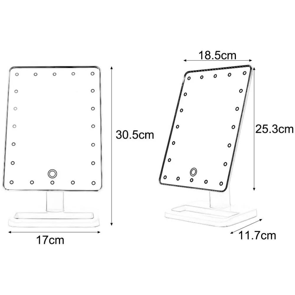 20 светодиодный косметическое зеркало для макияжа, косметический инструмент для макияжа, светильник с подсветкой, зеркала, настольная подставка, изысканный и элегантный внешний вид