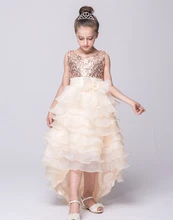 Baby Girl Cake Dress Children Sequined Princess Dress Long Tail Kids Girls Wedding Clothes With bow Teenagers Birthday Costume