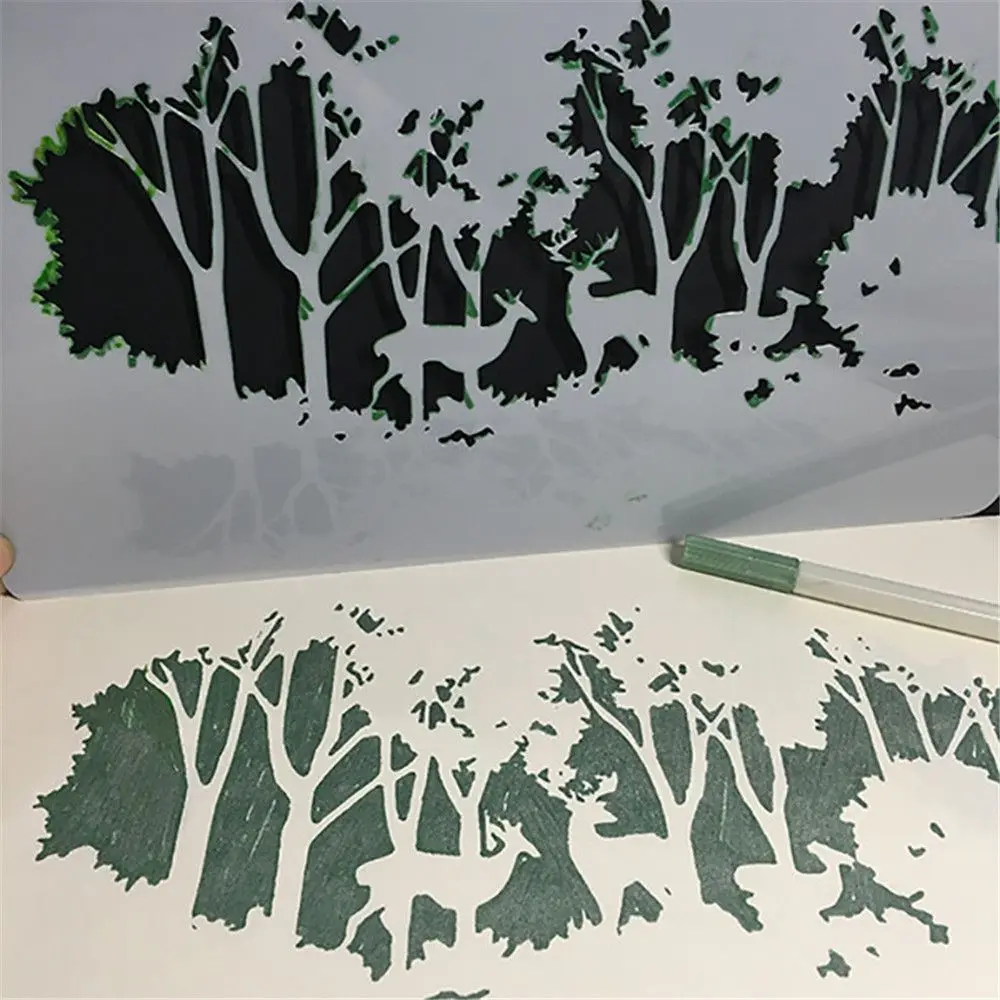 

2019 Office School Supply Christmas Tree Deer Pattern Painting Template Journal Stencil Set Scrapbooking DIY Cards