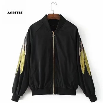 

2019 Women Man Spring Autumn Angel Wing Embroidery Jackets Bomber Jacket Women Coats
