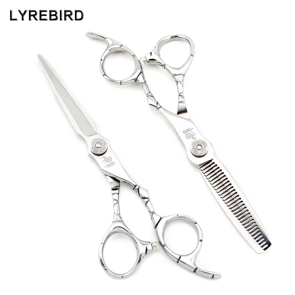 

Professional hair scissors 6 INCH barber scissors Curved line Handle Engraved Flower Screw F531 Lyrebird HIGH CLASS NEW
