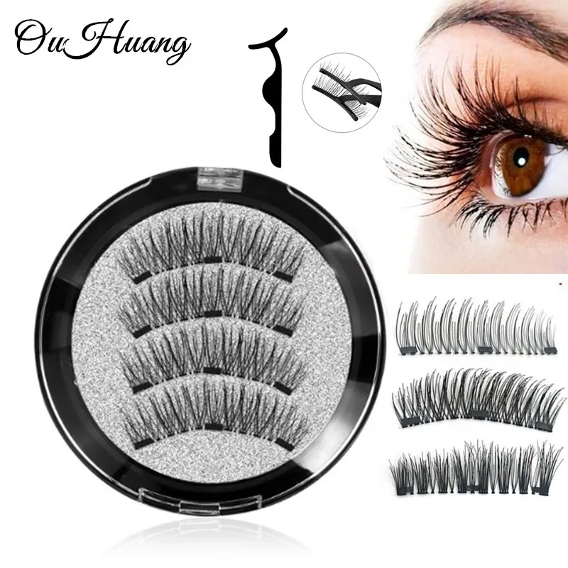 

Handmade 3D Magnetic Eyelashes with 3 Magnets Magnetic Lashes Natural False Eyelashes Magnet Lashes with Eyelashes Applicator