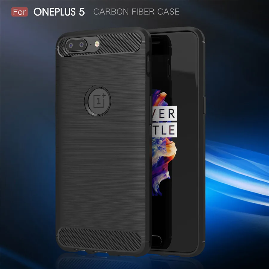 One plus 5 Soft Case Oneplus 5T Luxury Carbon Fiber Brushed Frosted TPU Silicone Back Cover For