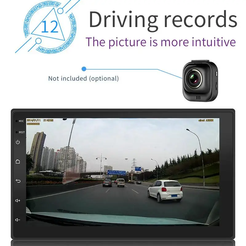  Android 8.1 Quad Cores 7 Inch 2 DIN Touch Screen Car HD MP5 Player Radio BT USB FM GPS WIFI Steerin