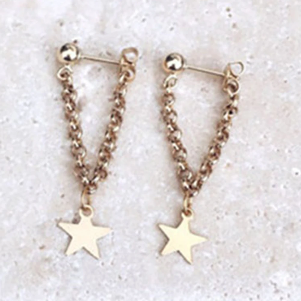 

Bluelans Women Simple Creative Tassel Five-pointed Star Earrings Fashion Ear Jewelry