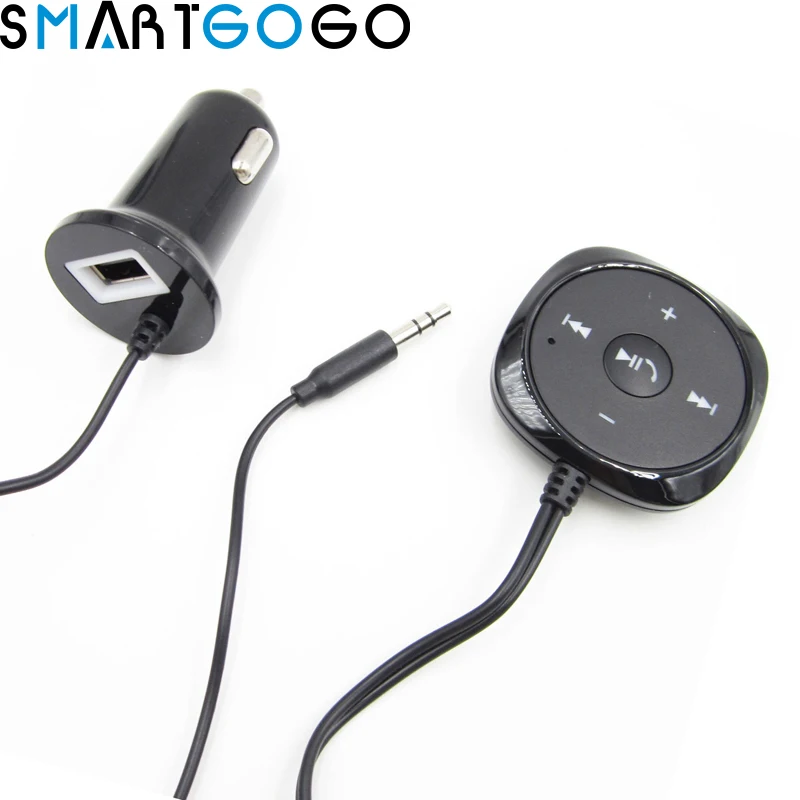 Bluetooth 4.0 Wireless Car Kit Music Receiver 3.5mm Adapter Handsfree LED Car AUX Speaker with USB Car Charger For Mobile Phone