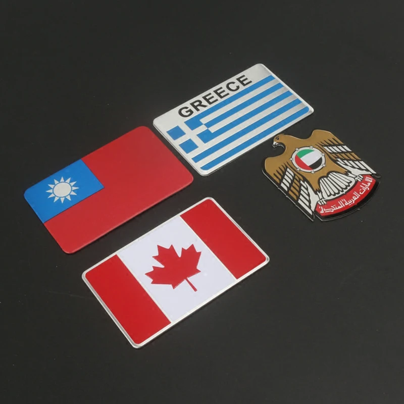 

2PCS Canada Greece Turkey UAE Halk Eagle Flag Thin Aluminium Label Emblem Chrome Car Styling Sticker Universal for BMW Benz Audi