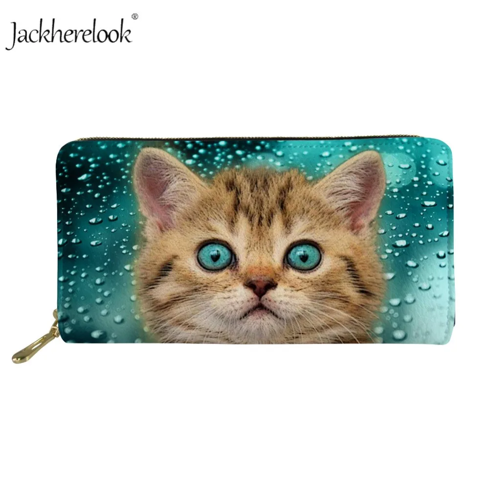 Jackhereook женские длинные кошельки с котом и животными, кожаный кошелек для дам, роскошные сумки для денег
