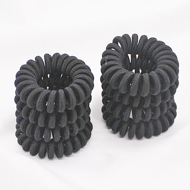 

100Pcs Elastic Black Cloth Telephone Wire Hair Bands Girls Accessories Rubber Band Headwear Hair Rope Spiral Shape Hair Ties