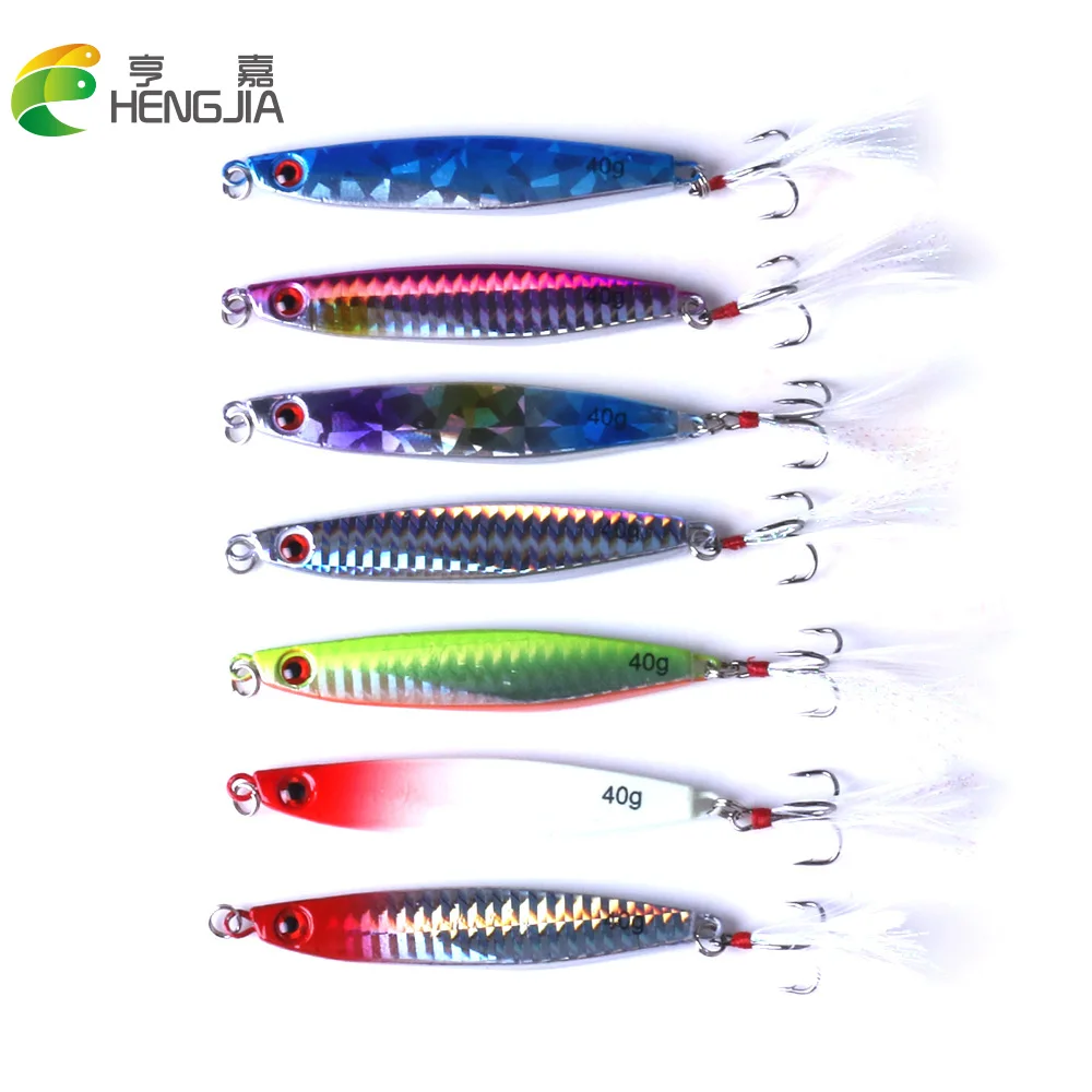 

Hengjia Laser Metal Jig 14g 21g 30g 40g jigging lure Lead Fish Fishing Lure metal lures fishing jig supplies for pike fishing