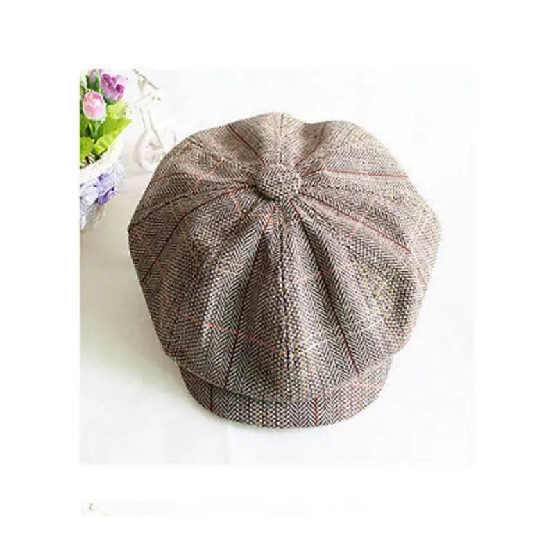 

Fashion Wool Tweed Cabbie Newsboy Gatsby Cap Mens Ivy Hat Golf Driving Flat Khaki Useful