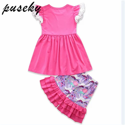 Puseky Cute Toddler Kids Baby Girls Clothes Fly Sleeve Cotton Tops