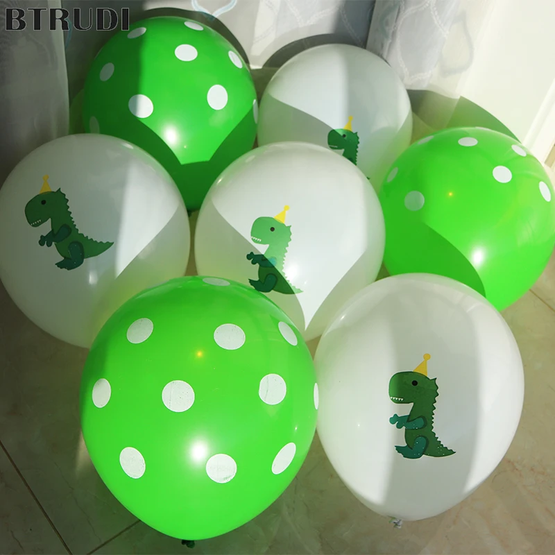 

BTRUDI 30 шт. 12 дюймов, мультяшный динозавр, зеленый точка, шар для детского душа, детский, семейный шар на день рождения, украшение своими руками