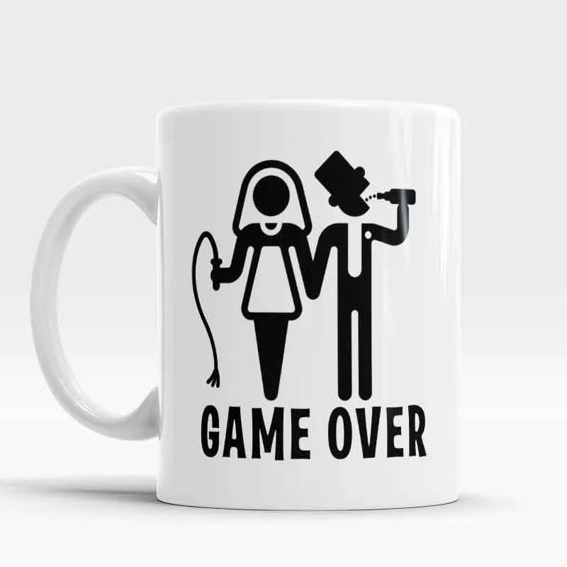 Кружки Game Over для мужа жены парные чашки Офисная чашка фарфоровые кофейные