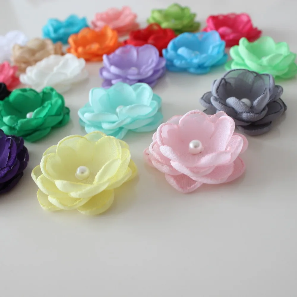 

4cm Boutique Burn fabric flower Layered Poppy flower For Girl Kids Headband Hair Accessories Singed Flower 150pcs