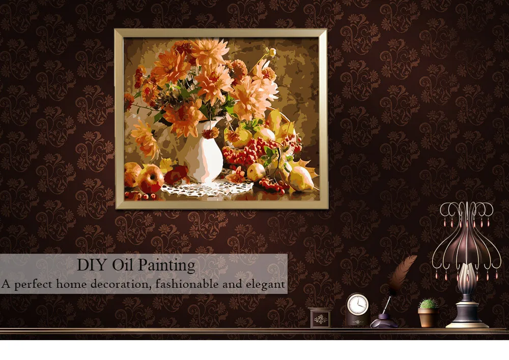 New Wall Art 40X50cm DIY Digital Oil Painting Pictures On Canvas Bloomed Flower and Fruit paintings For Home Beauty09