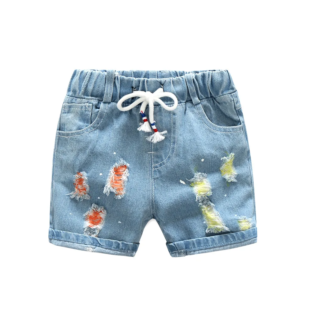 HOT 2017 kids denim shorts wash water hole Ripped jeans boy girl Summer