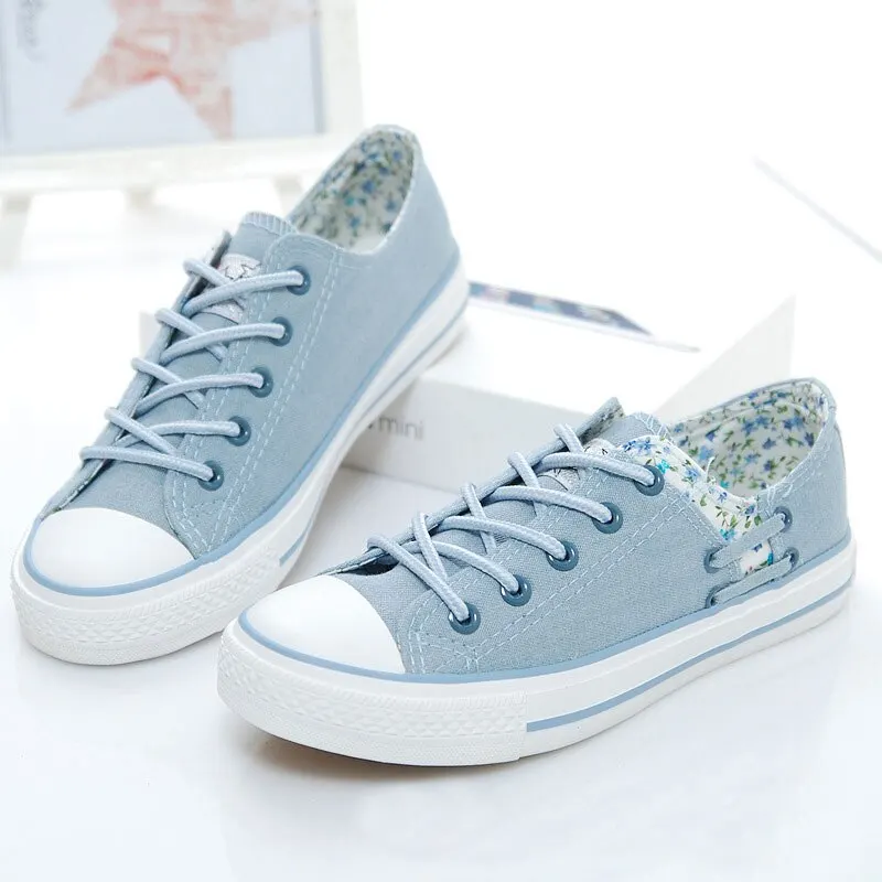 

HEFLASHOR Women Summer Vulcanize Shoes Sneakers Canvas Shoes For Female Fashion Girls Zapatillas Mujer Lace-up Ladies Flat Denim