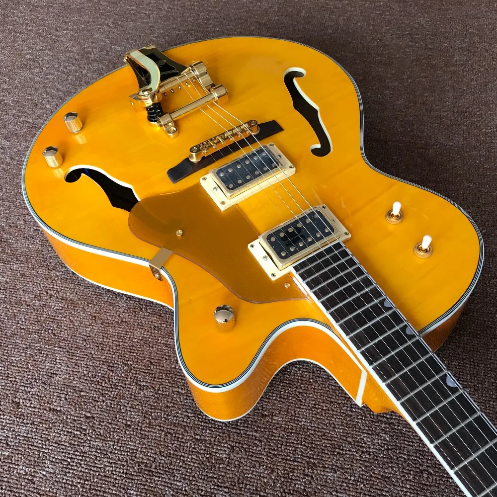 Newest Jazz Electric Guitar , yellow Color, Hollow Body Guitarra with