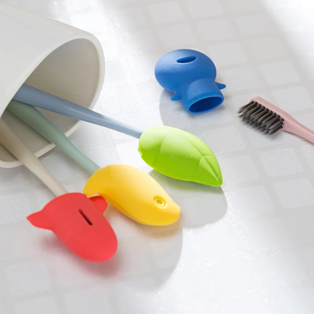 1 Pc Linda caricatura portátil viaje Camping proteger cepillo de dientes cabeza limpiador cubierta Hotel baño salud Germproof feliz regalos