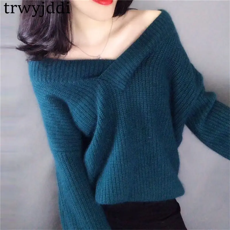 Large Size Women's Clothing Spring Pullover Tops Fashion Korean Autumn Winter Girls V-neck Sweater Knitted Shirts N494 | Женская