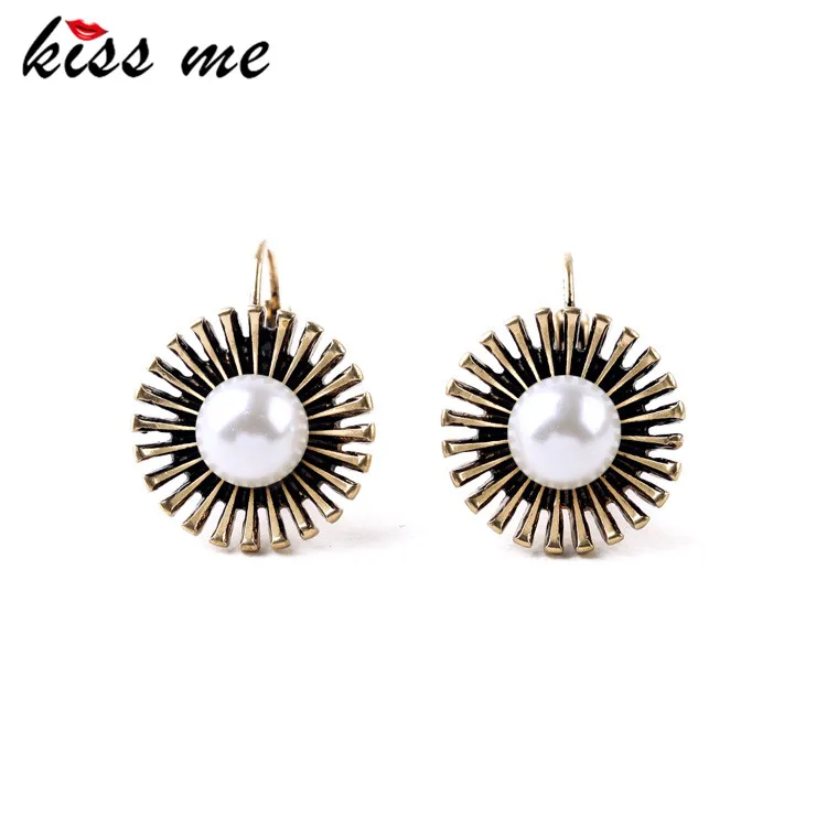 

New Arrival Hot Sale Women Round Simulated Pearl Stud Earrings Brinco China Jewelry Factory Wholesale