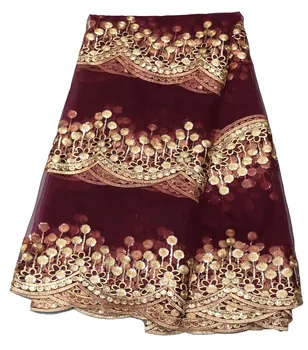 

Two-tone Paillette Lace Embroidered Cloth Wedding Dress Full Dress African Lace 2019 High Quality French Net Lace Fabric
