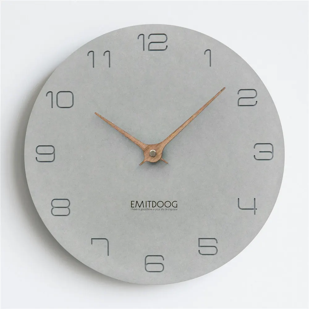 Скандинавские 12 дюймов серые настенные часы современные МДФ доска деревянные иглы Подвесные часы минималистский домашний Декор круглые часы - Color: 2