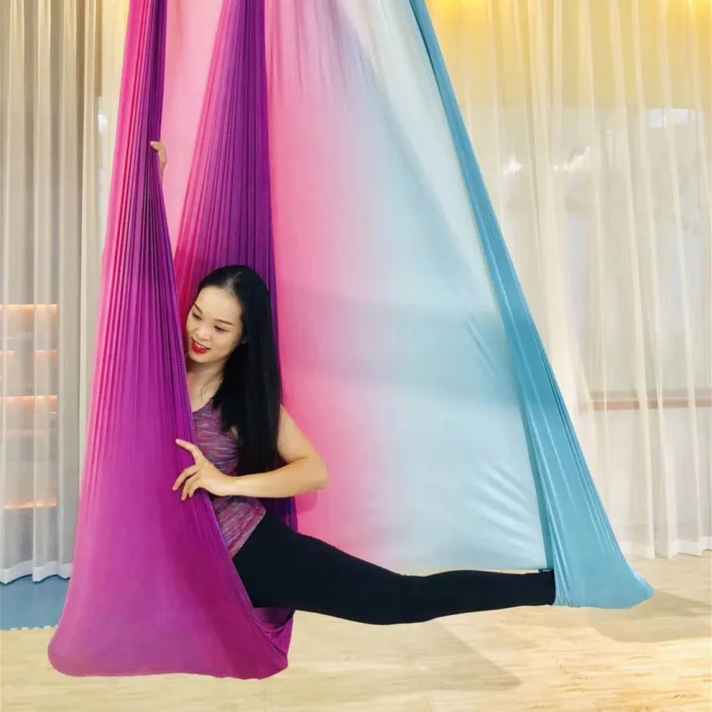 Разноцветный 5 метров воздушный анти-гравитационный Йога-гамак качели летающий Йога кровать бодибилдинг оборудование для тренажерного зала фитнеса инверсия трапеции