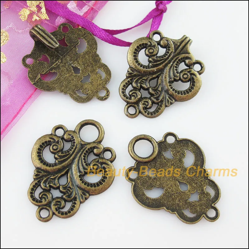 

New 2Sets Antiqued Bronze Clouds Heart Flower Bracelet Toggle Clasps Connectors