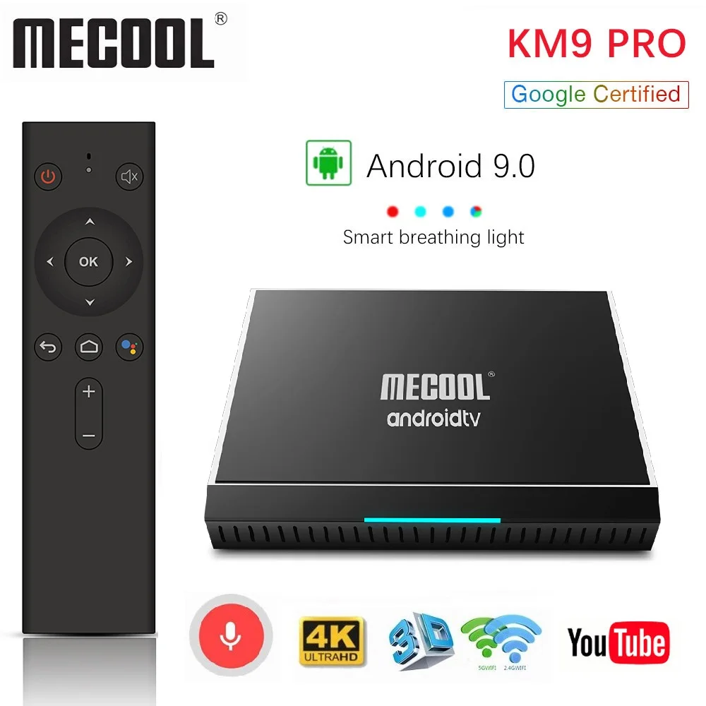 Skup MECOOL KM3 ATV Androidtv Google certyfikat tv, pudełko z systemem Android 9.0 4GB 64GB procesor Amlogic S905X2 4K podwójny zestaw wifi Top Box KM9 Pro 2 16 4 32G