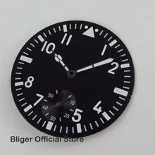 Части часов 38,9 мм черный стерильный циферблат часы циферблат+ руки подходят для ETA 6498 ручной завод часы лицо+ часы иглы