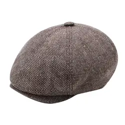 Винтажные шапки в британском стиле; сезон осень-зима; стильный инструмент; Модный джентльмен; черно-серые шляпы; восьмиугольная кепка;