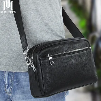 MISFITS Genuine Cow Leather Men Clutch Shoulder Crossbody Bags Phone Organizer Messenger Bag Handbags Travel Wash Bag For Male handmade 2018 vintage women handbags cow leather messenger shoulder bag vegetable tanned leather bags cell phone pocket 6 colors