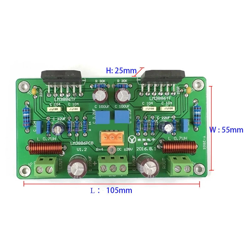 Lusya HiFi LM3886TF стерео усилитель собранная плата 68 Вт + 2 0 канальный аудио 4ом 50 * 2/38 8ом