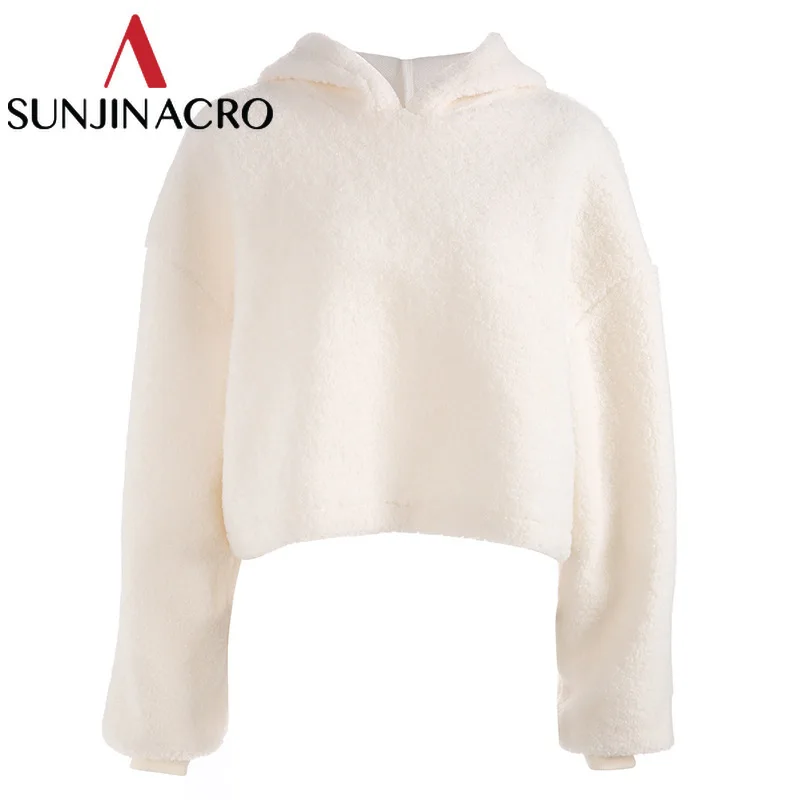 SUNJINACRO/мягкие толстовки с капюшоном из искусственного меха зимние женские теплые