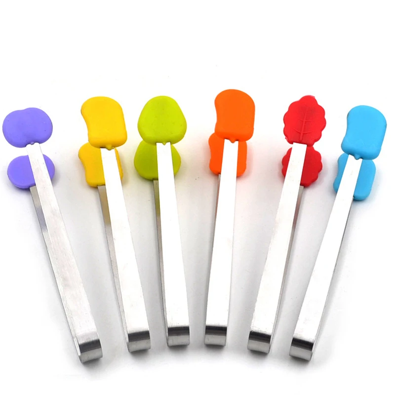 

Silicone Kitchen Cooking Salad Serving BBQ Tongs Stainless Steel Handle Utensil BBQ Clip Salad Bread Serving Tongs
