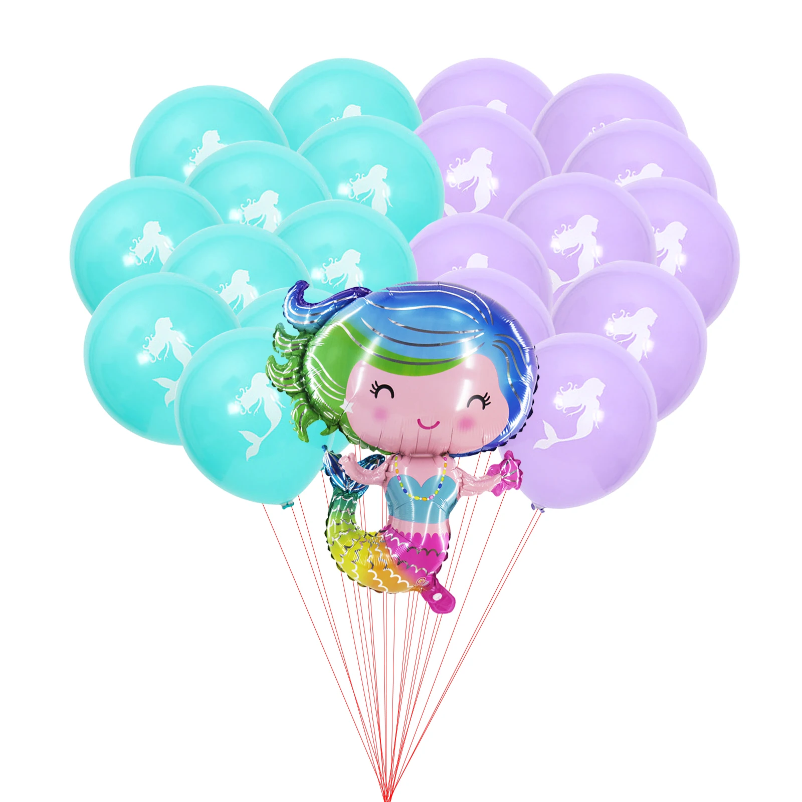 New Mermaid Birthday Balloons Cartoon Fish Foil Balloon Girls Party Gold Ballon Baby Shower | Дом и сад