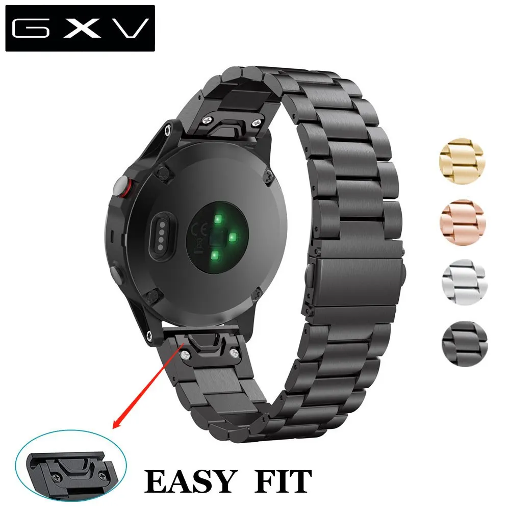 

GXV Genuine Stainless Steel Metal Strap 22mm Quick Fit Easy Fit Band for Garmin Fenix 5/5 Plus/ Forerunner 935 Watch with Tools
