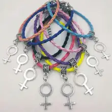 1 шт. женский символ Для женщин колье Цепочки и ожерелья Венера Символ Подвески Колье Винтаж серебро Кожа Веревка Феминистская Цепочки и ожерелья Для женщин ювелирные изделия