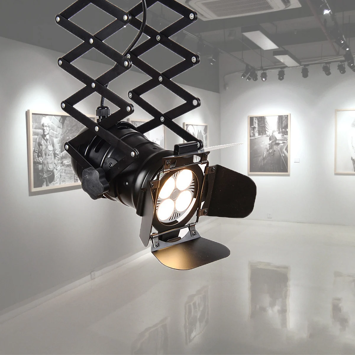 

35W Nordic Industrial Iron Spot Light Adjustable Ceiling Light Loft Modern Stretch Art Lamp For Restaurant Clothes Store