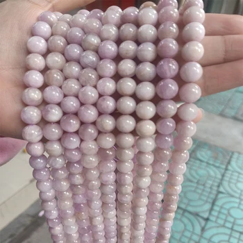 

Good Quality Natural Kunzite Stone Beads 9/10/11/12mm Round Loose Purple Spodumene Semi Precious Stone Beads For Jewelry Making
