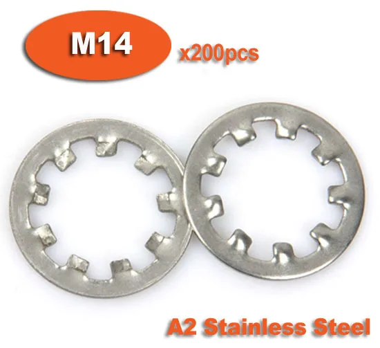 200pcs DIN6797J M14 Stainless Steel A2 Internal Toothed Shakeproof Washers Lock Washerin