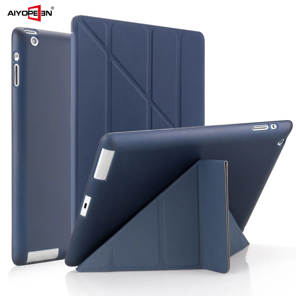 

aiyopeen for ipad 2 3 4 case,4-fold pu leather with tpu back soft protect smart wake up sleep new color and good quality