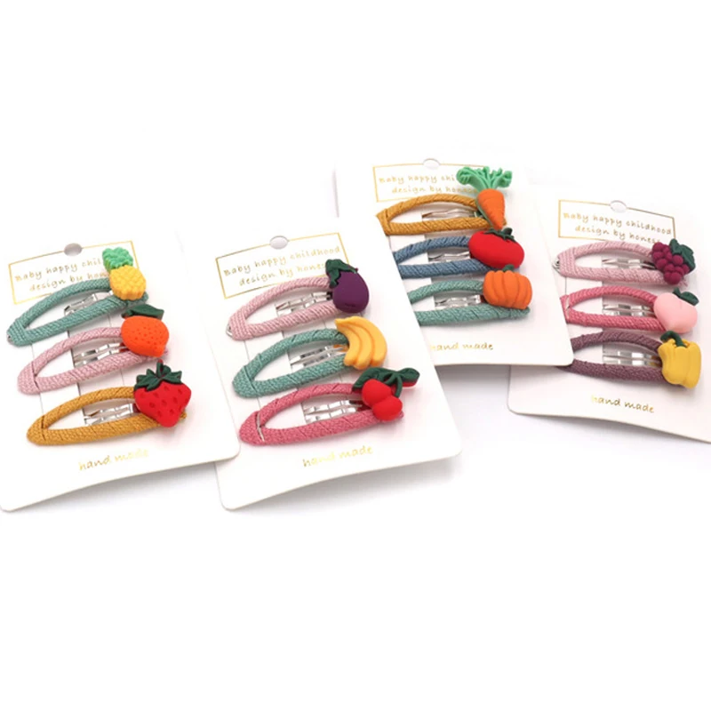 

3Pcs/Set Fashion Hair Accessories Hair Clips for Girls Kids Cartoon Vegetable Fruit Hairpins Children Simulation Fruit Hairgrips